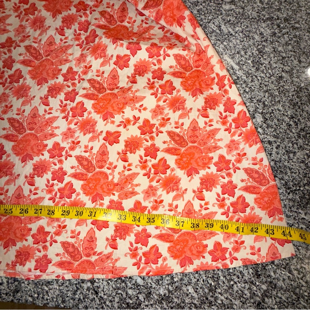 Sezane Teva Floral One-Shoulder Dress 44 US 12 France Coral Cream Maxi Vacation - Picture 11 of 16
